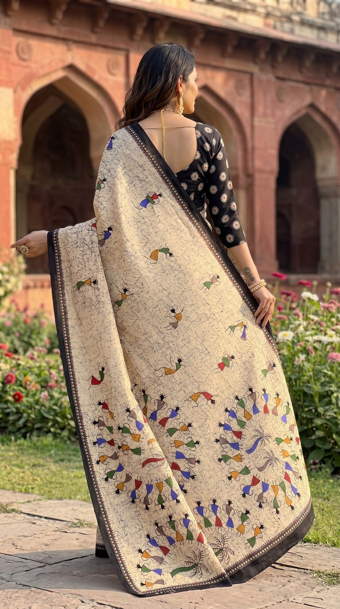 Beutiful Bagru Mulmul  Printed Sarees With Blouse