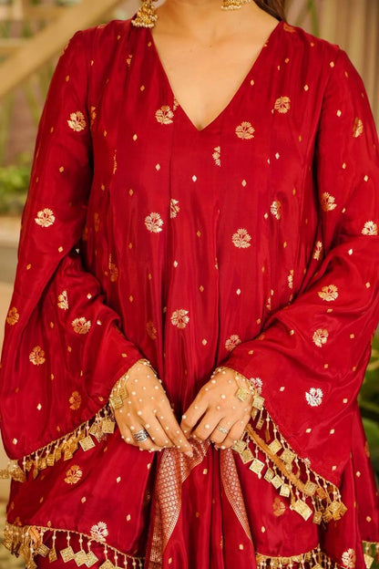 Crimson Royale Embroidered Suit Set