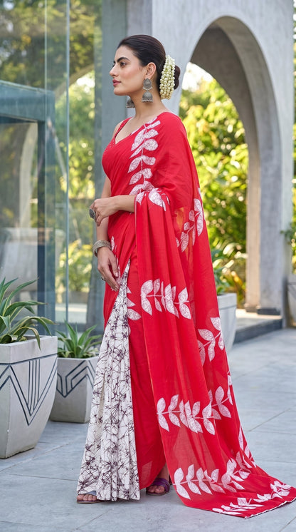 BAGRU BLOCK PRINT MULMUL COTTON SAREES