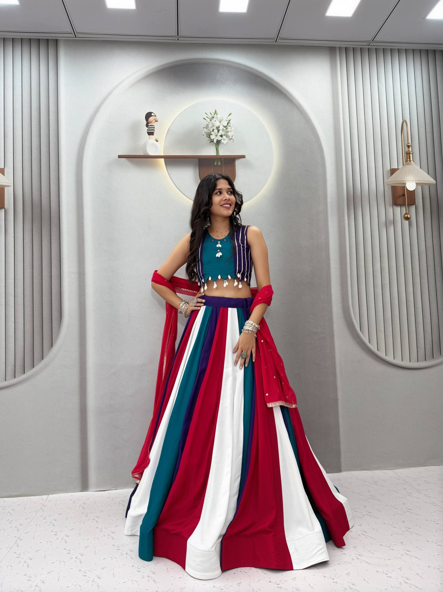 Lehenga choli with vintage duptto