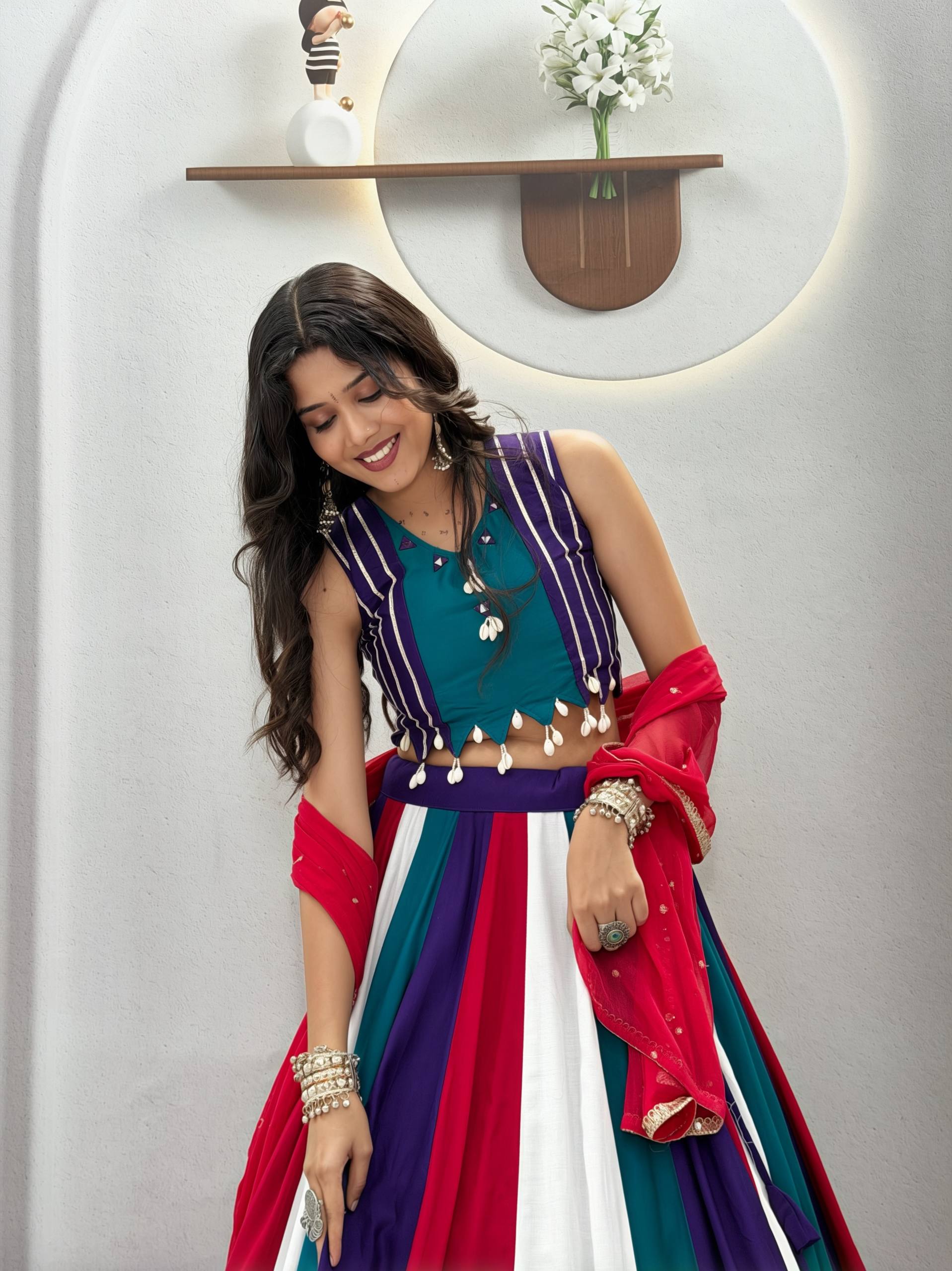 Lehenga choli with vintage duptto