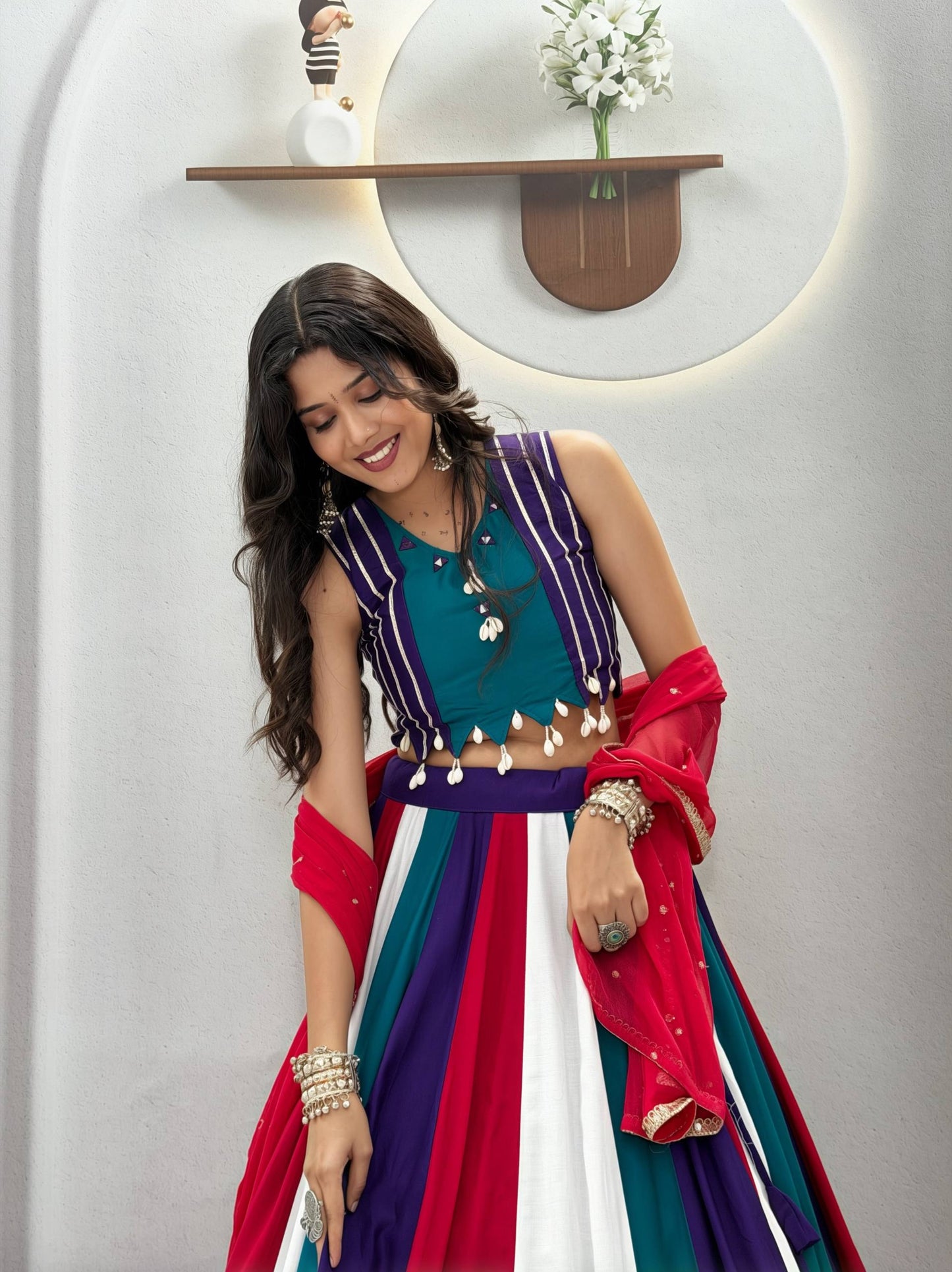 Lehenga choli with vintage duptto