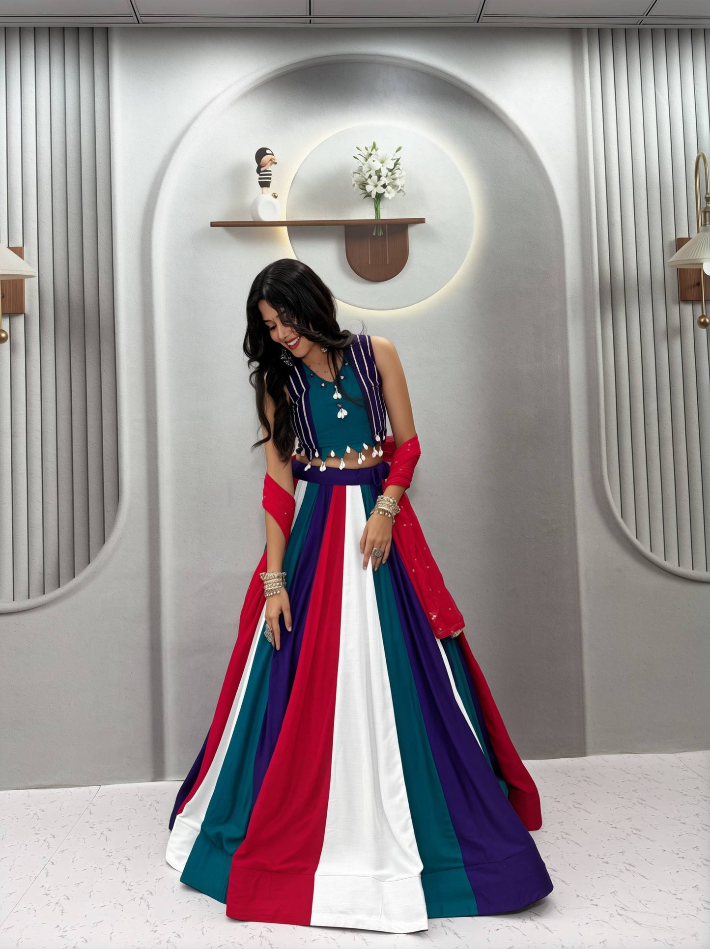 Lehenga choli with vintage duptto