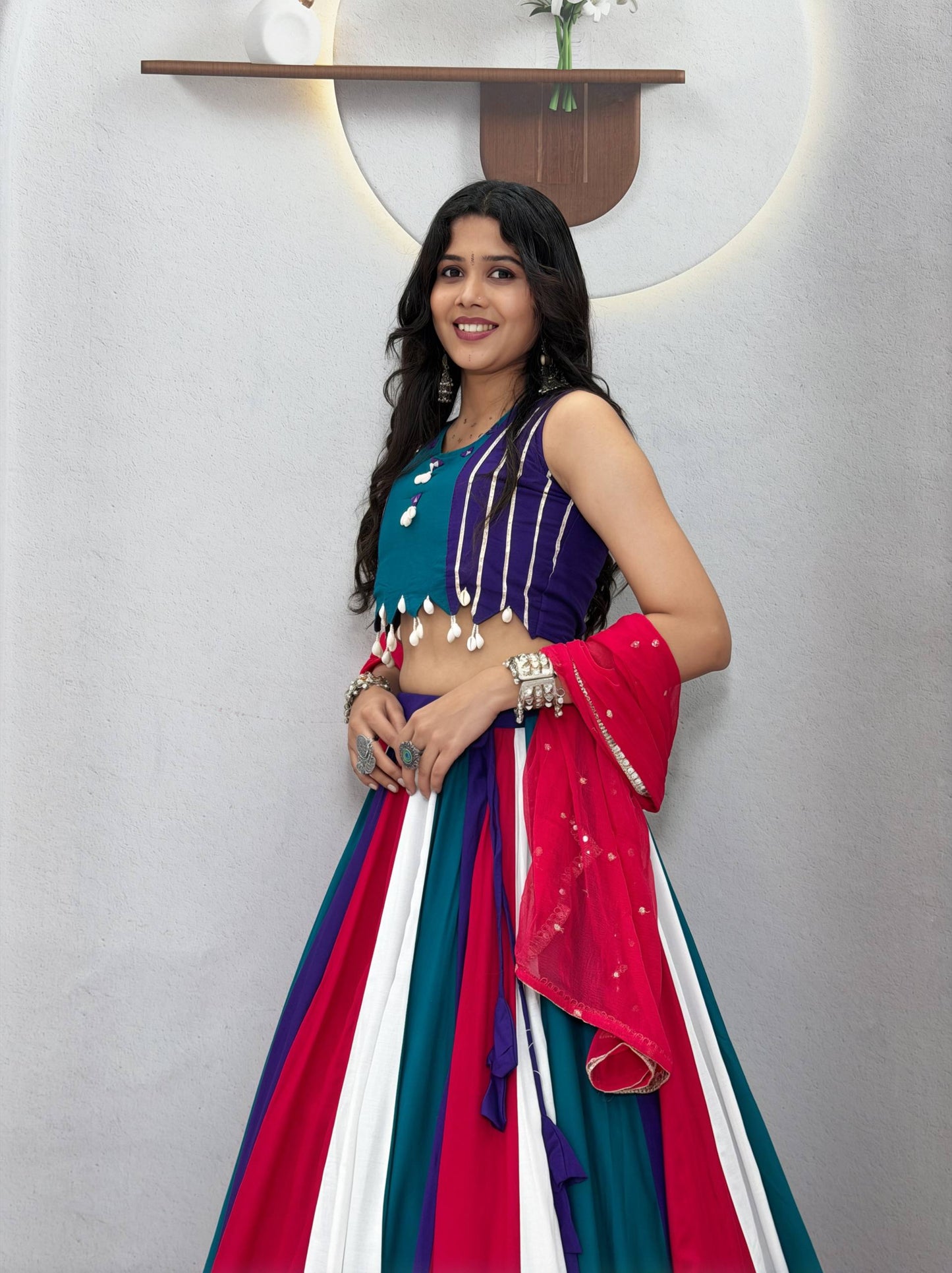 Lehenga choli with vintage duptto