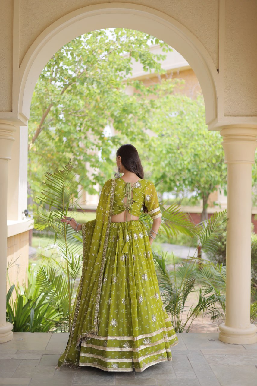 Comfortable and lightweight Elevate this Navratri festive wardrobe with this elegant Four Colour lehenga choli with Dupatta set