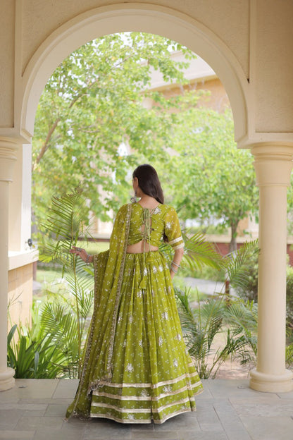 Comfortable and lightweight Elevate this Navratri festive wardrobe with this elegant Four Colour lehenga choli with Dupatta set