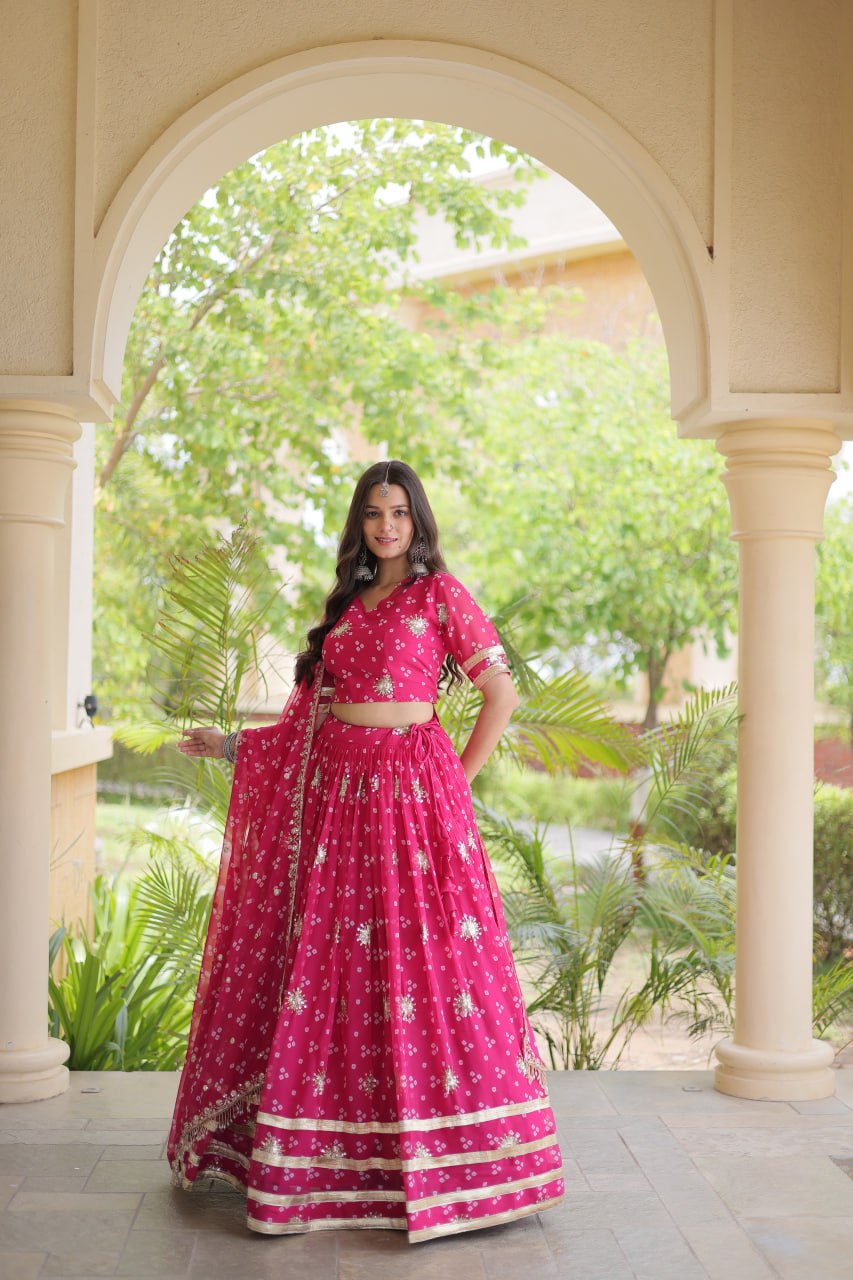 Comfortable and lightweight Elevate this Navratri festive wardrobe with this elegant Four Colour lehenga choli with Dupatta set