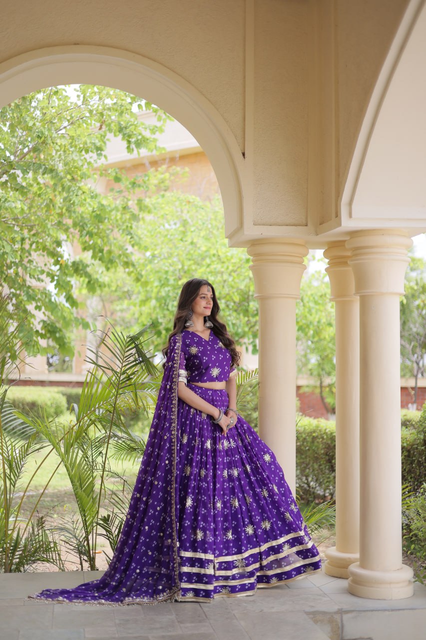 Comfortable and lightweight Elevate this Navratri festive wardrobe with this elegant Four Colour lehenga choli with Dupatta set