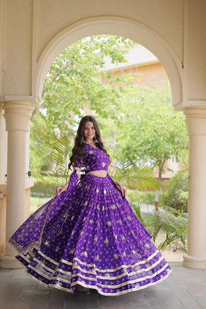 Comfortable and lightweight Elevate this Navratri festive wardrobe with this elegant Four Colour lehenga choli with Dupatta set