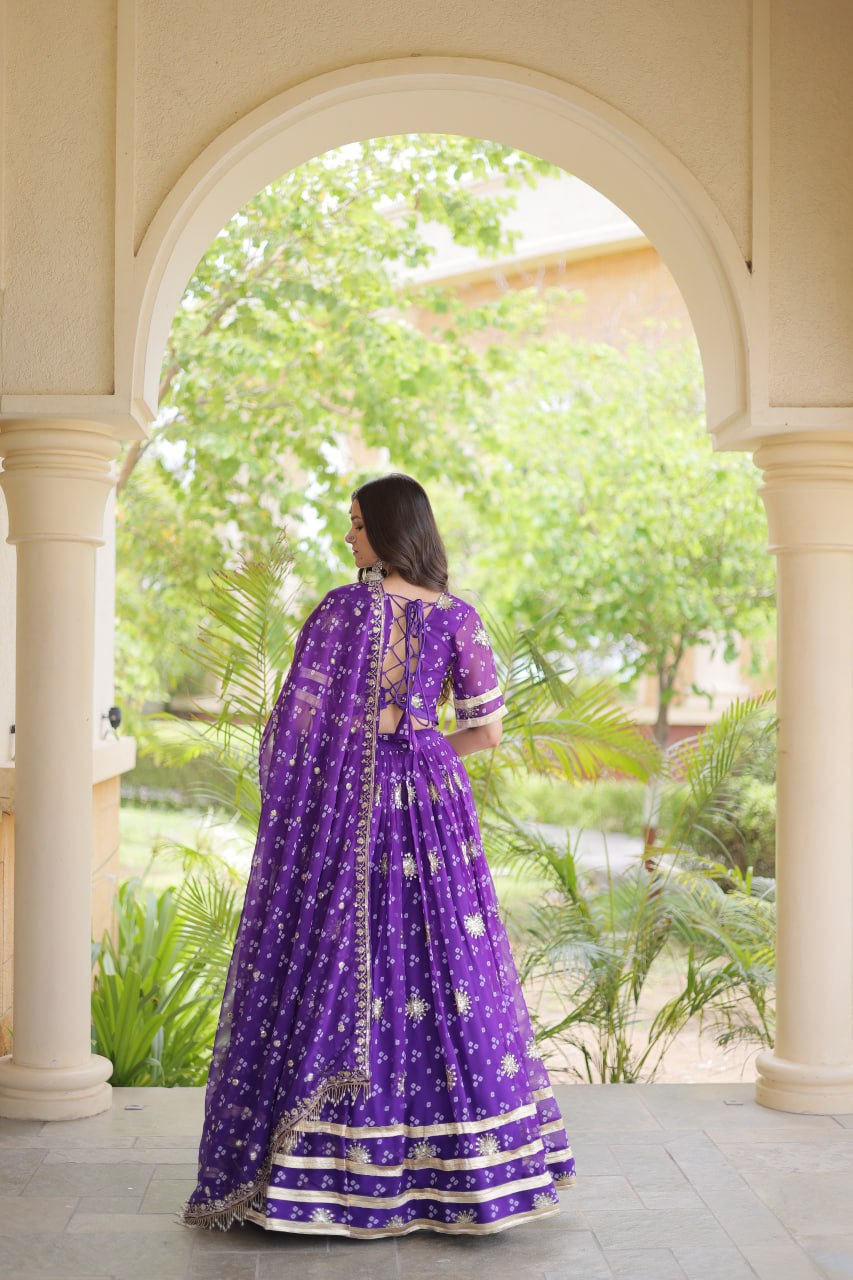 Comfortable and lightweight Elevate this Navratri festive wardrobe with this elegant Four Colour lehenga choli with Dupatta set