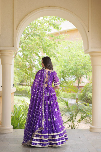 Comfortable and lightweight Elevate this Navratri festive wardrobe with this elegant Four Colour lehenga choli with Dupatta set