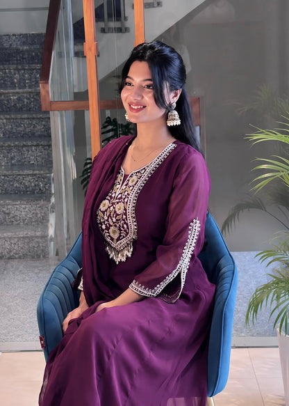 FANCY ANARKALI GOWN WITH PANT AND BEAUTIFUL DUPATTA
