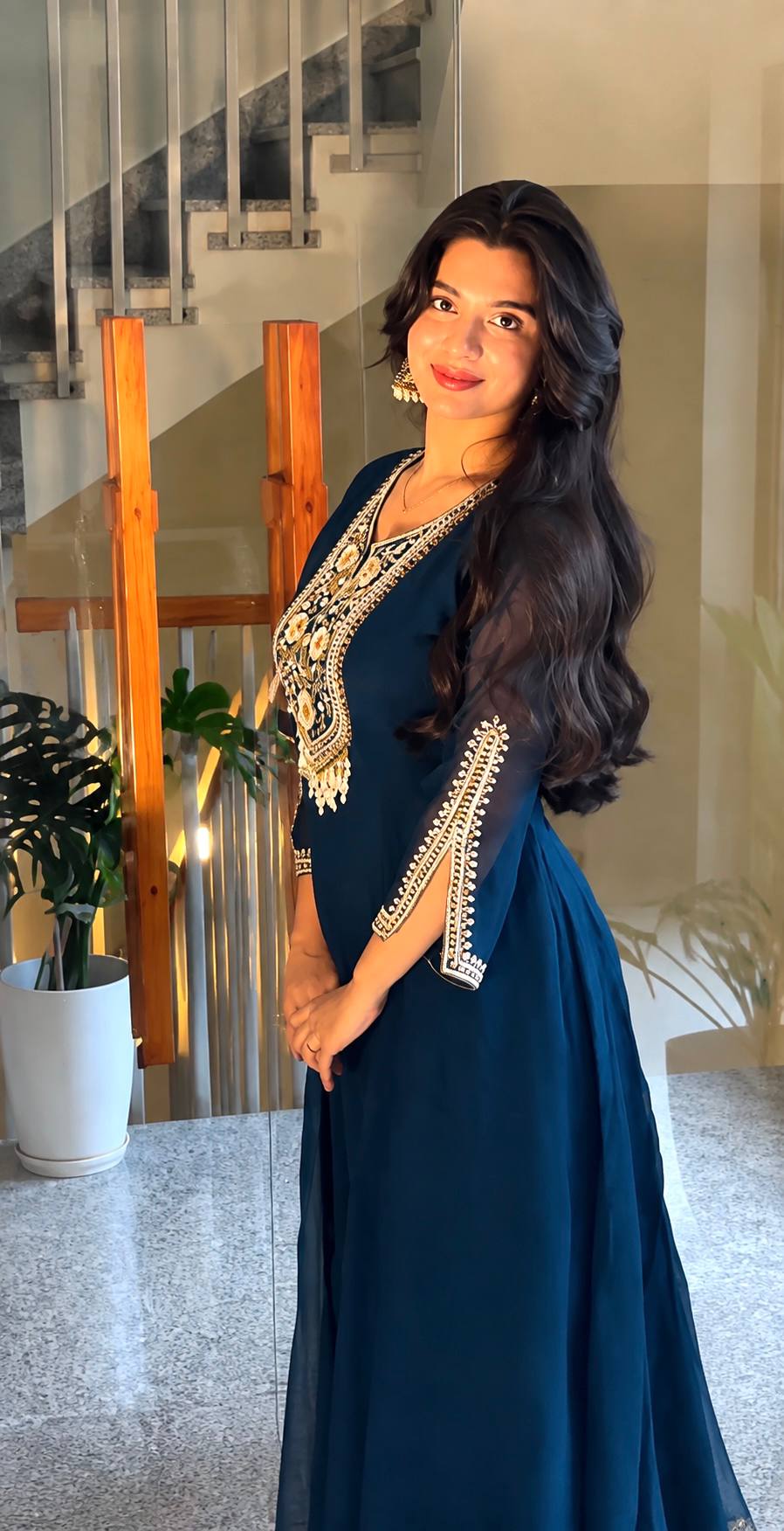FANCY ANARKALI GOWN WITH PANT AND BEAUTIFUL DUPATTA