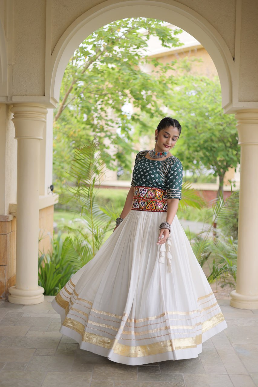 Navratri Festive vibes Are traditional and spiritual, And focus on the fun aspects of the festival, So Choose the Different colors Blouse With Lehenga For the dancing, the devotion, or the sense of our community.