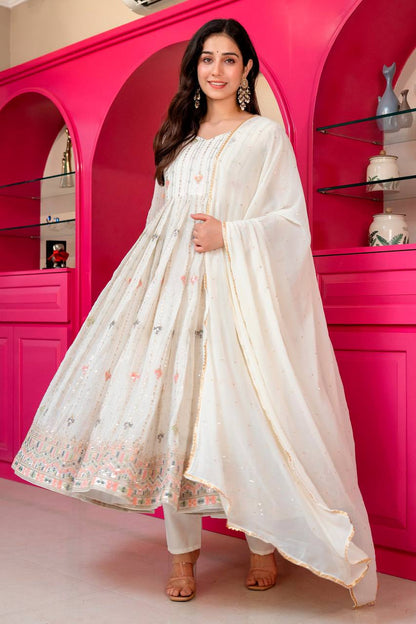 Designer Anarkali Suit is luxury clothing Considered to be high quality Made by Thread-Sequins Embroidery. This is Made for Desirable Women's who deserve it
