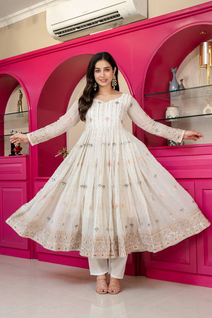 Designer Anarkali Suit is luxury clothing Considered to be high quality Made by Thread-Sequins Embroidery. This is Made for Desirable Women's who deserve it