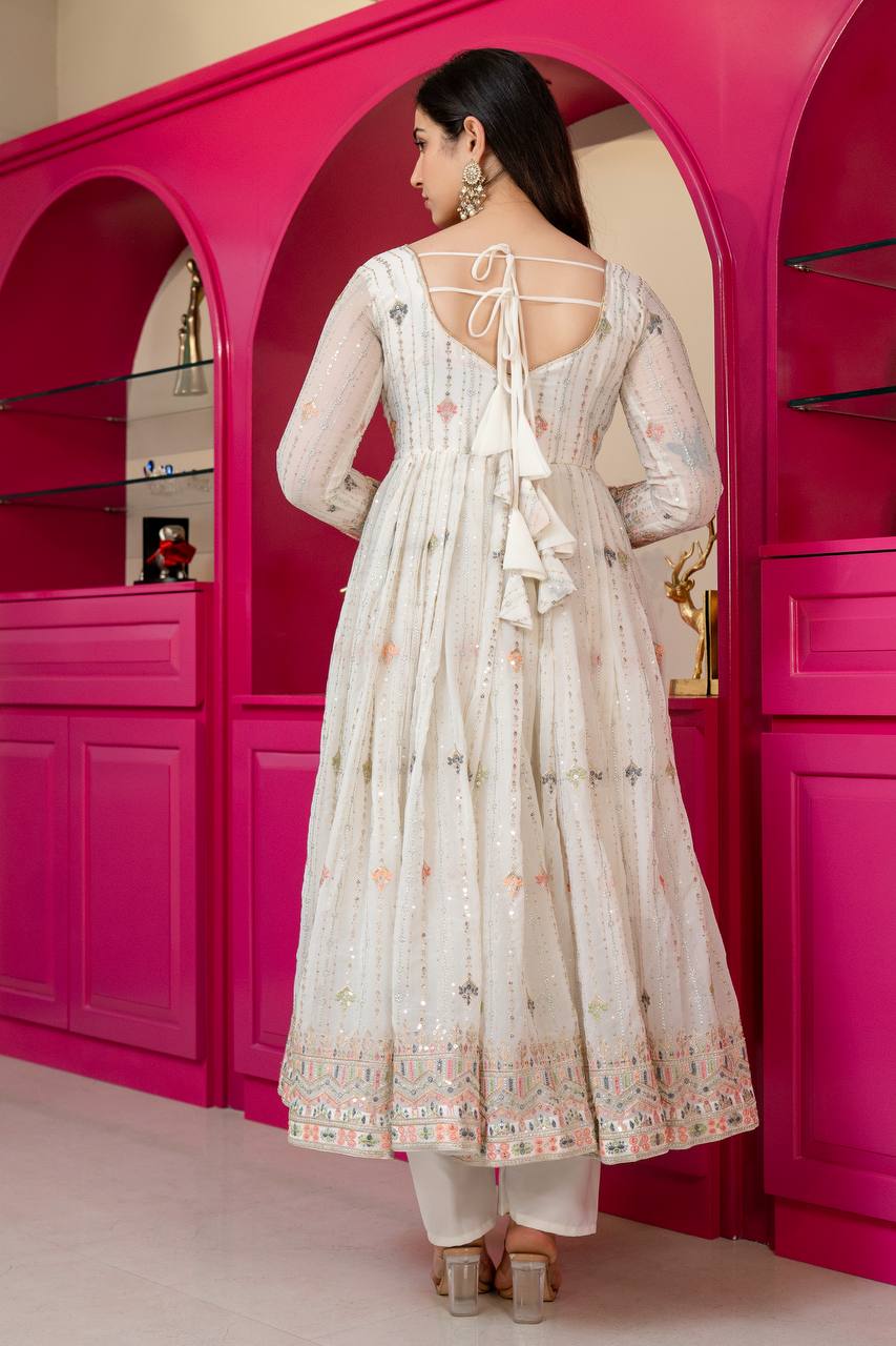 Designer Anarkali Suit is luxury clothing Considered to be high quality Made by Thread-Sequins Embroidery. This is Made for Desirable Women's who deserve it