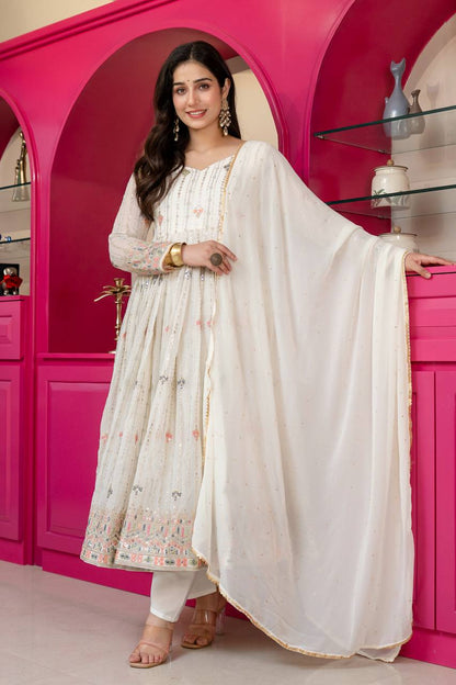 Designer Anarkali Suit is luxury clothing Considered to be high quality Made by Thread-Sequins Embroidery. This is Made for Desirable Women's who deserve it