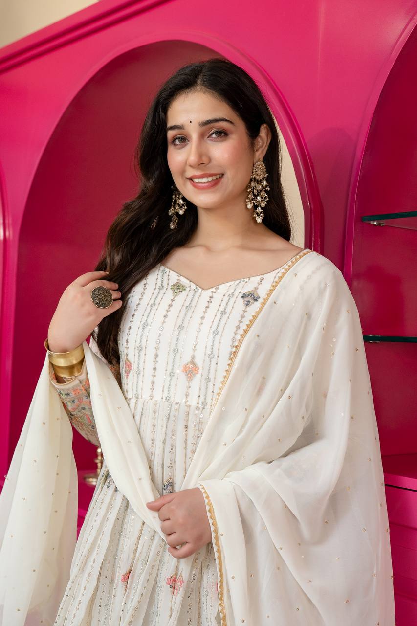 Designer Anarkali Suit is luxury clothing Considered to be high quality Made by Thread-Sequins Embroidery. This is Made for Desirable Women's who deserve it