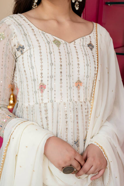 Designer Anarkali Suit is luxury clothing Considered to be high quality Made by Thread-Sequins Embroidery. This is Made for Desirable Women's who deserve it