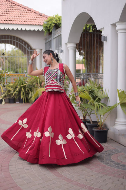 Navratri Festive vibes Are traditional and spiritual, And focus on the fun aspects of the festival, So Choose the Different colors Lehenga With Top For the dancing, the devotion, or the sense of our community.