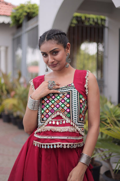 Navratri Festive vibes Are traditional and spiritual, And focus on the fun aspects of the festival, So Choose the Different colors Lehenga With Top For the dancing, the devotion, or the sense of our community.
