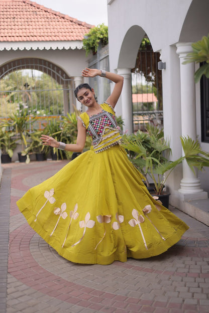 Navratri Festive vibes Are traditional and spiritual, And focus on the fun aspects of the festival, So Choose the Different colors Lehenga With Top For the dancing, the devotion, or the sense of our community.