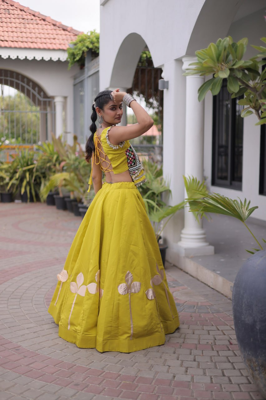 Navratri Festive vibes Are traditional and spiritual, And focus on the fun aspects of the festival, So Choose the Different colors Lehenga With Top For the dancing, the devotion, or the sense of our community.