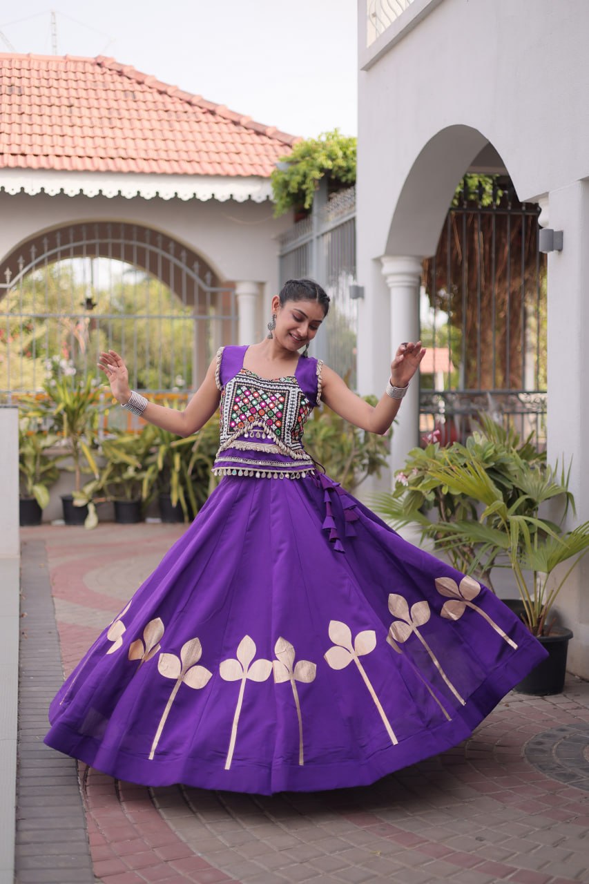 Navratri Festive vibes Are traditional and spiritual, And focus on the fun aspects of the festival, So Choose the Different colors Lehenga With Top For the dancing, the devotion, or the sense of our community.