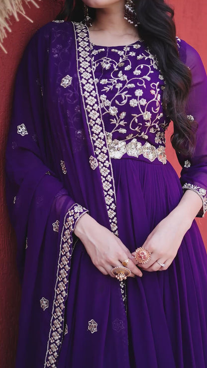 Faux Blooming with Zari, Sequins & Pipe Beads embroidered work
