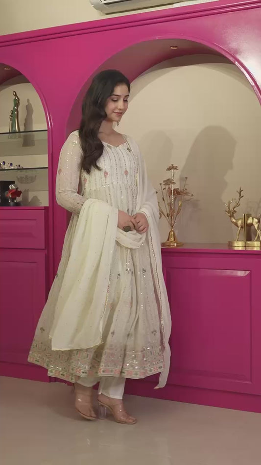 Designer Anarkali Suit is luxury clothing Considered to be high quality Made by Thread-Sequins Embroidery. This is Made for Desirable Women's who deserve it